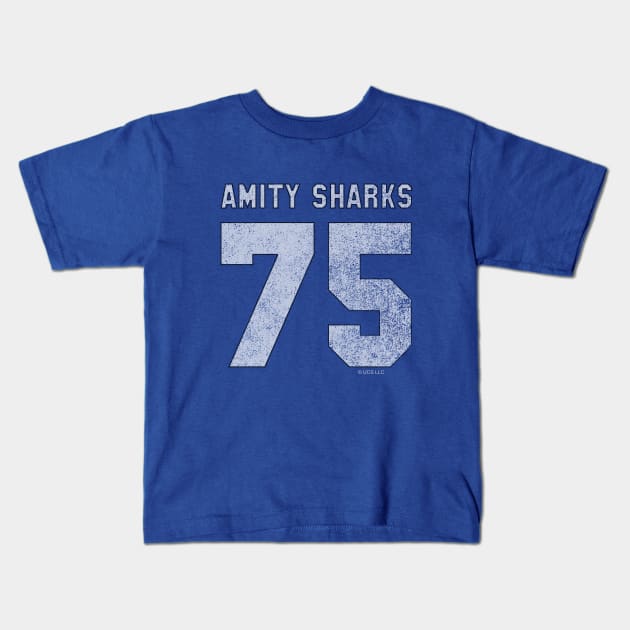 Amity Sharks 75 (faded) Kids T-Shirt by GloopTrekker